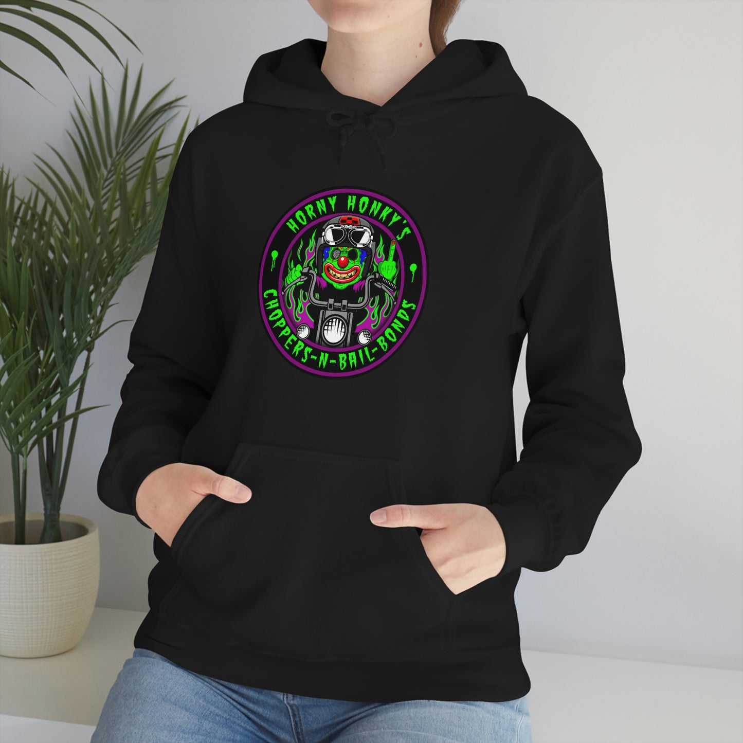 HORNY HONKY - CHOPPERS N BAIL BONDS Unisex Heavy Blend™ Hooded Sweatshirt