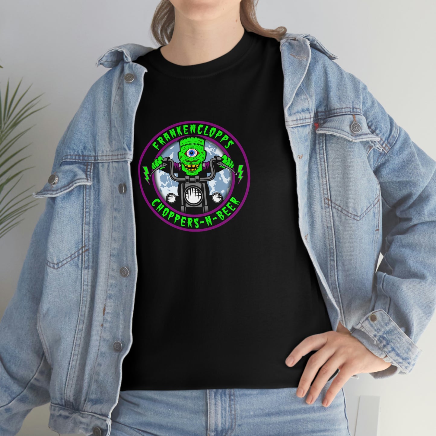 FRANKENCLOPPS - CHOPPERS-N-BEER Unisex Heavy Cotton Tee