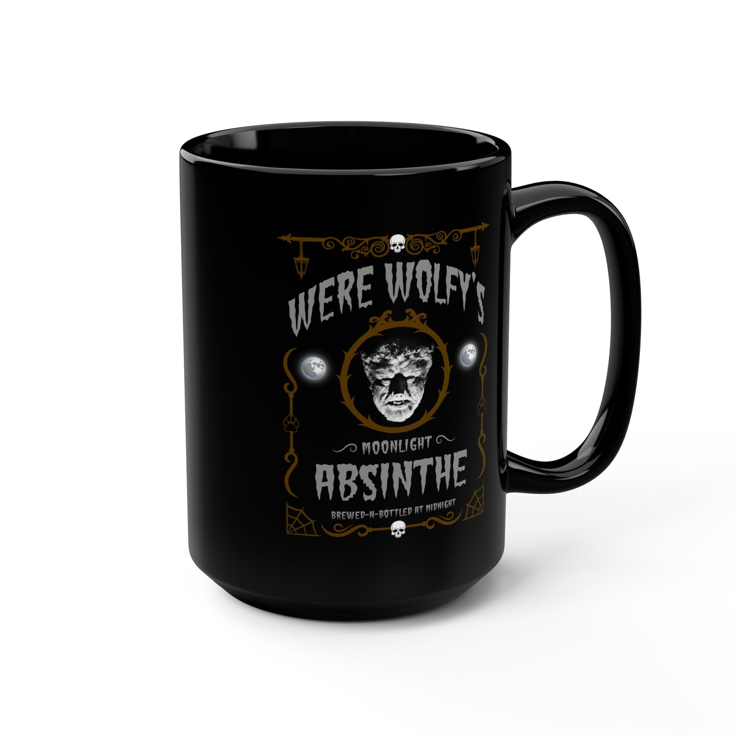 ABSINTHE MONSTERS 10 (WERE WOLFY) Black Mug, 15oz