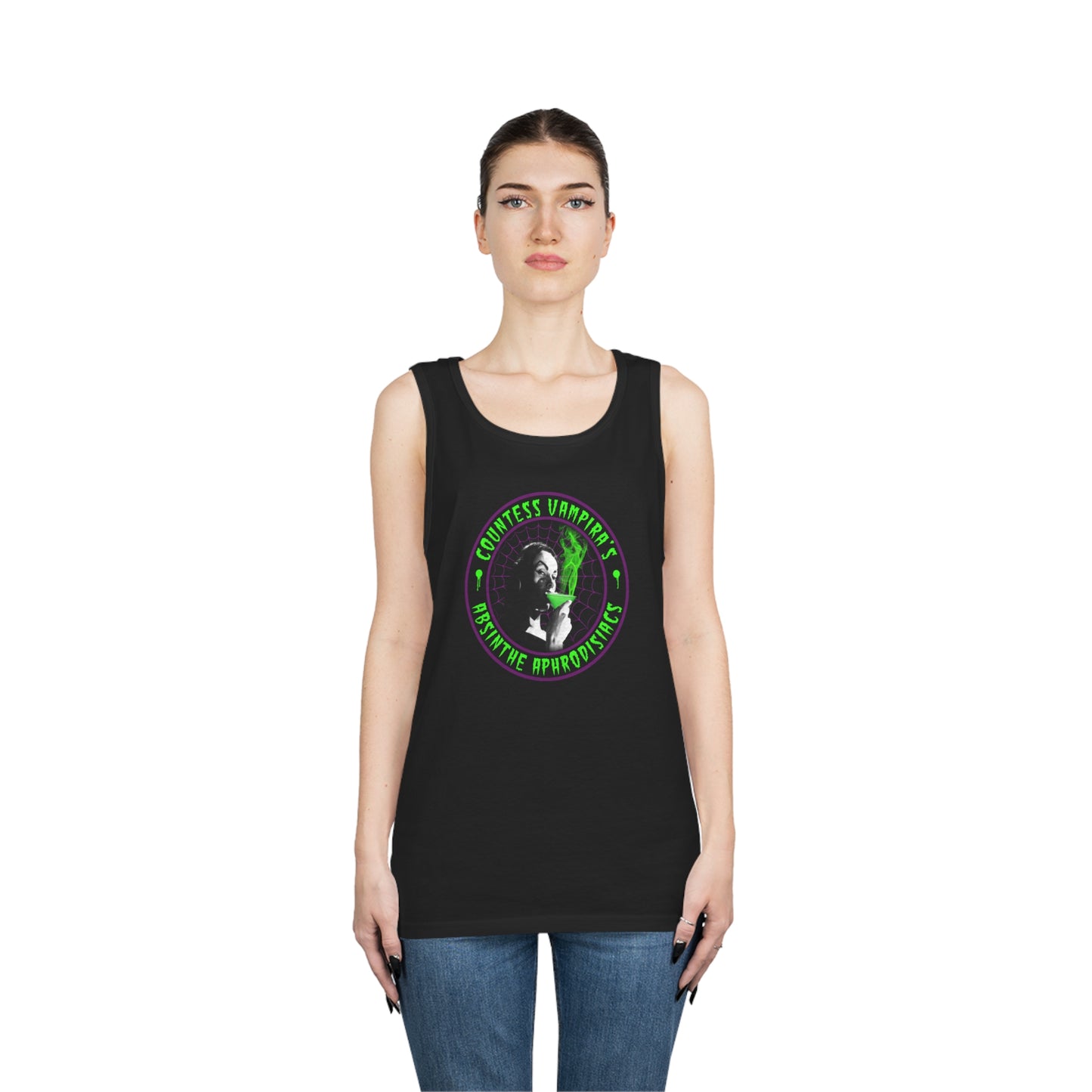 COUNTESS VAMPIRA - ABSINTHE APHRODISIACS Unisex Heavy Cotton Tank Top