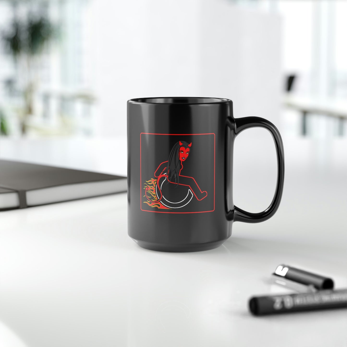 WHEELCHARIOT 15 (Devil Woman) Black Mug, 15oz