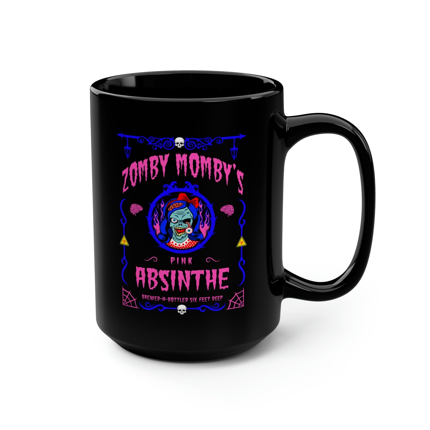 ABSINTHE MONSTERS 12 (ZOMBY MOMBY) Black Mug, 15oz