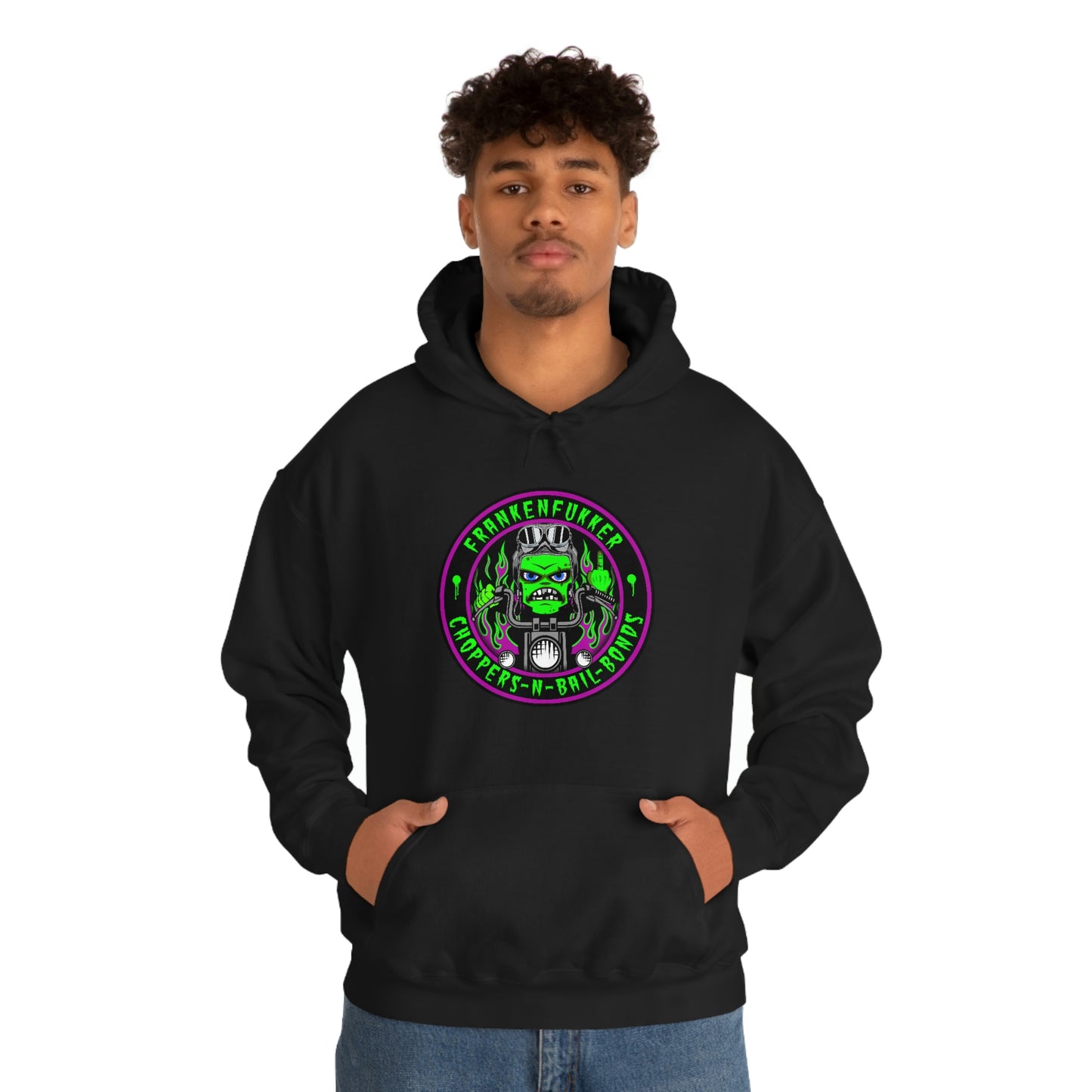 FRANKENFUKKER - CHOPPERS N BAIL BONDS Unisex Heavy Blend™ Hooded Sweatshirt