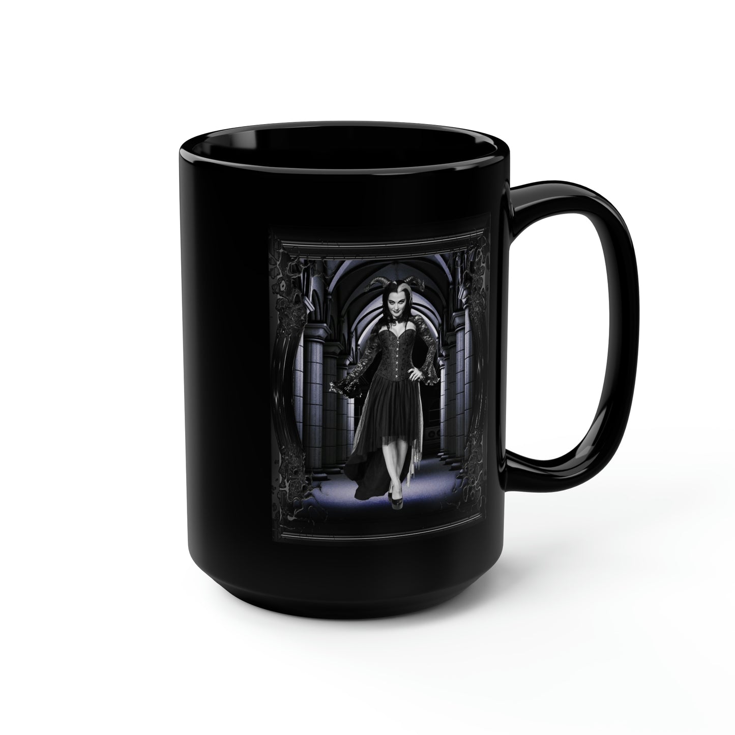 LILY 10 Black Mug, 15oz