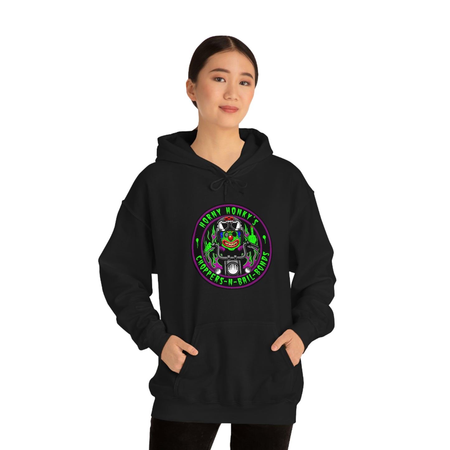 HORNY HONKY - CHOPPERS N BAIL BONDS Unisex Heavy Blend™ Hooded Sweatshirt