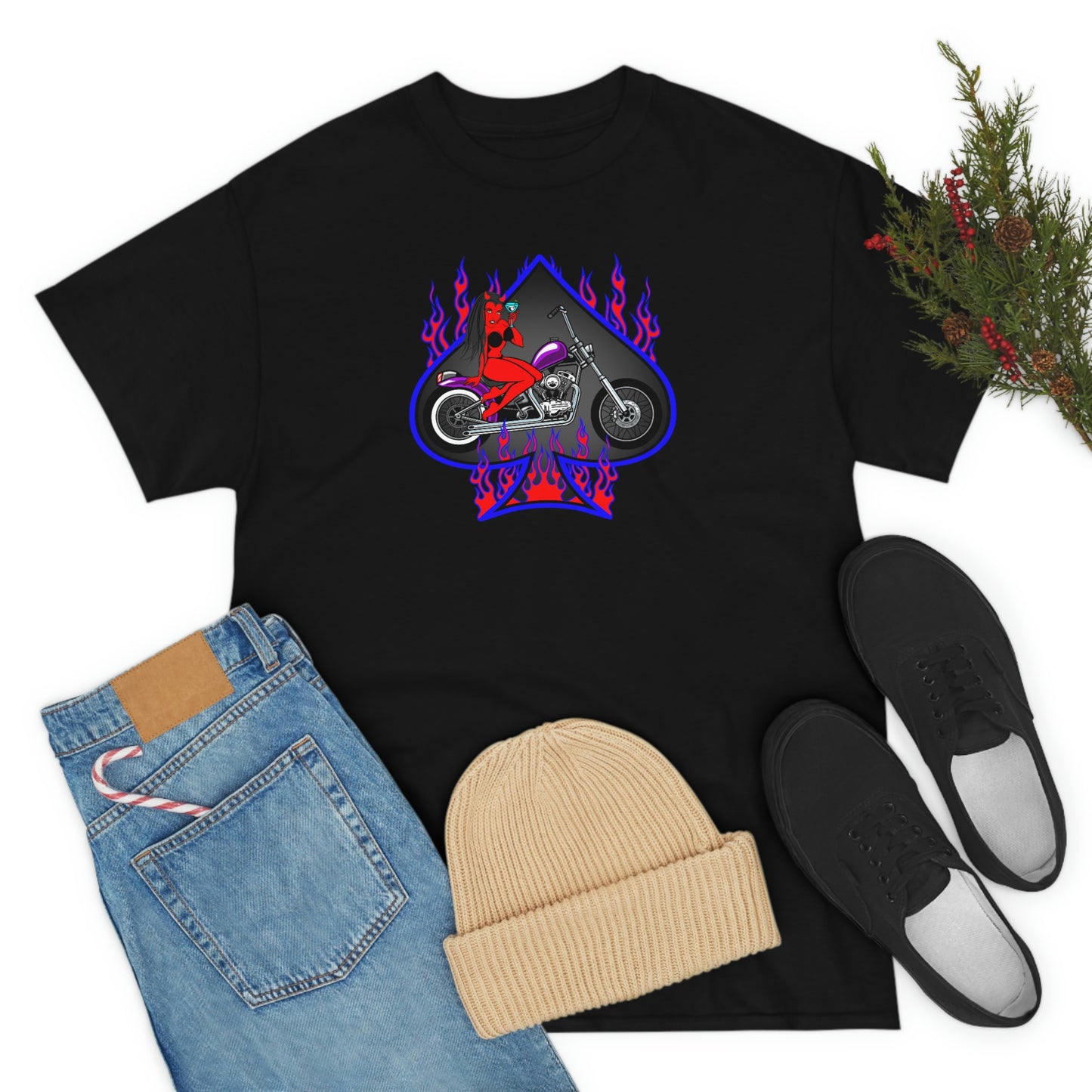 MOTORCYCLE PINUP (DEVIL) Unisex Heavy Cotton Tee