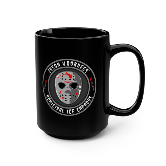 JASON VOORHEES’ - HOMICIDAL ICE CAPADES Black Mug, 15oz