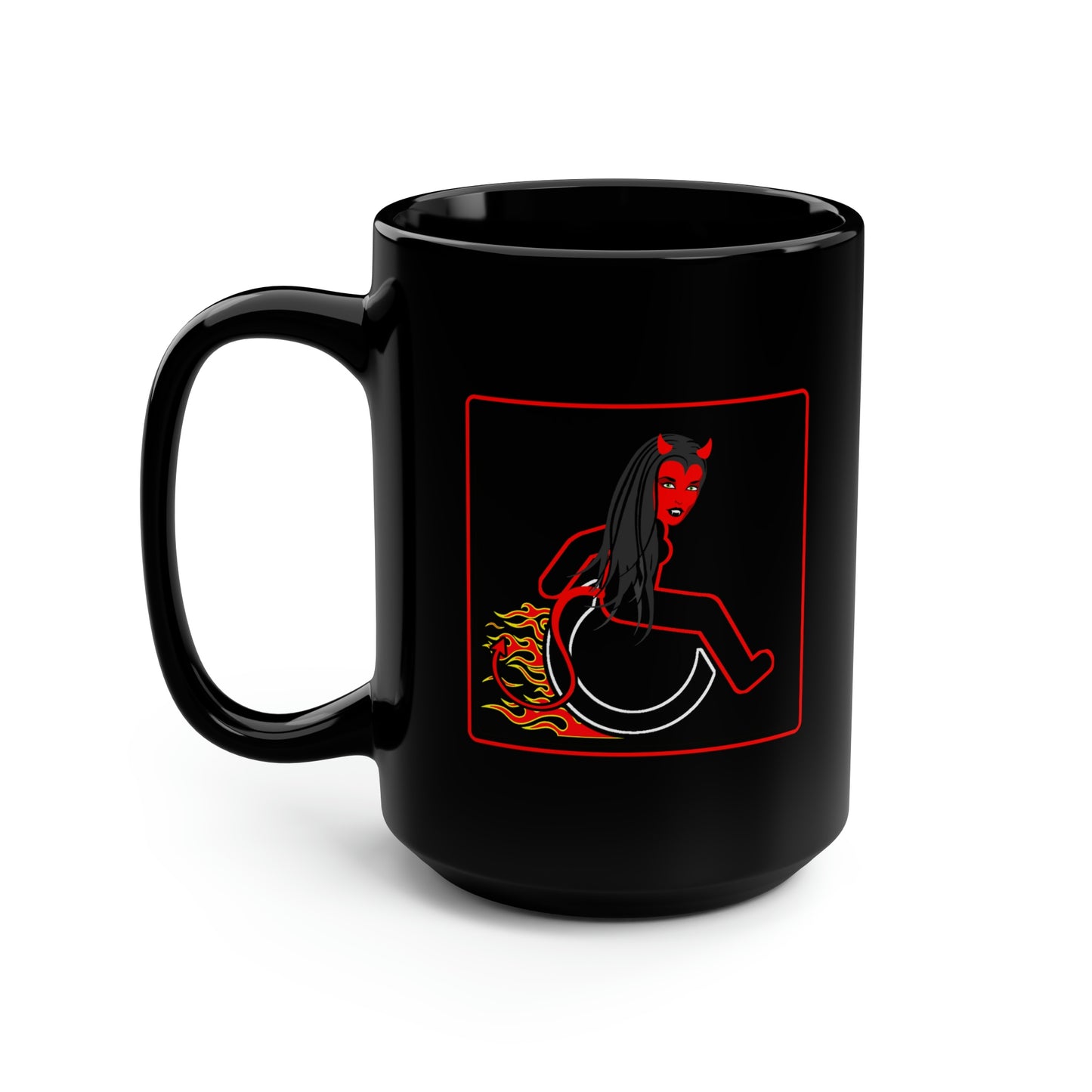 WHEELCHARIOT 15 (Devil Woman) Black Mug, 15oz