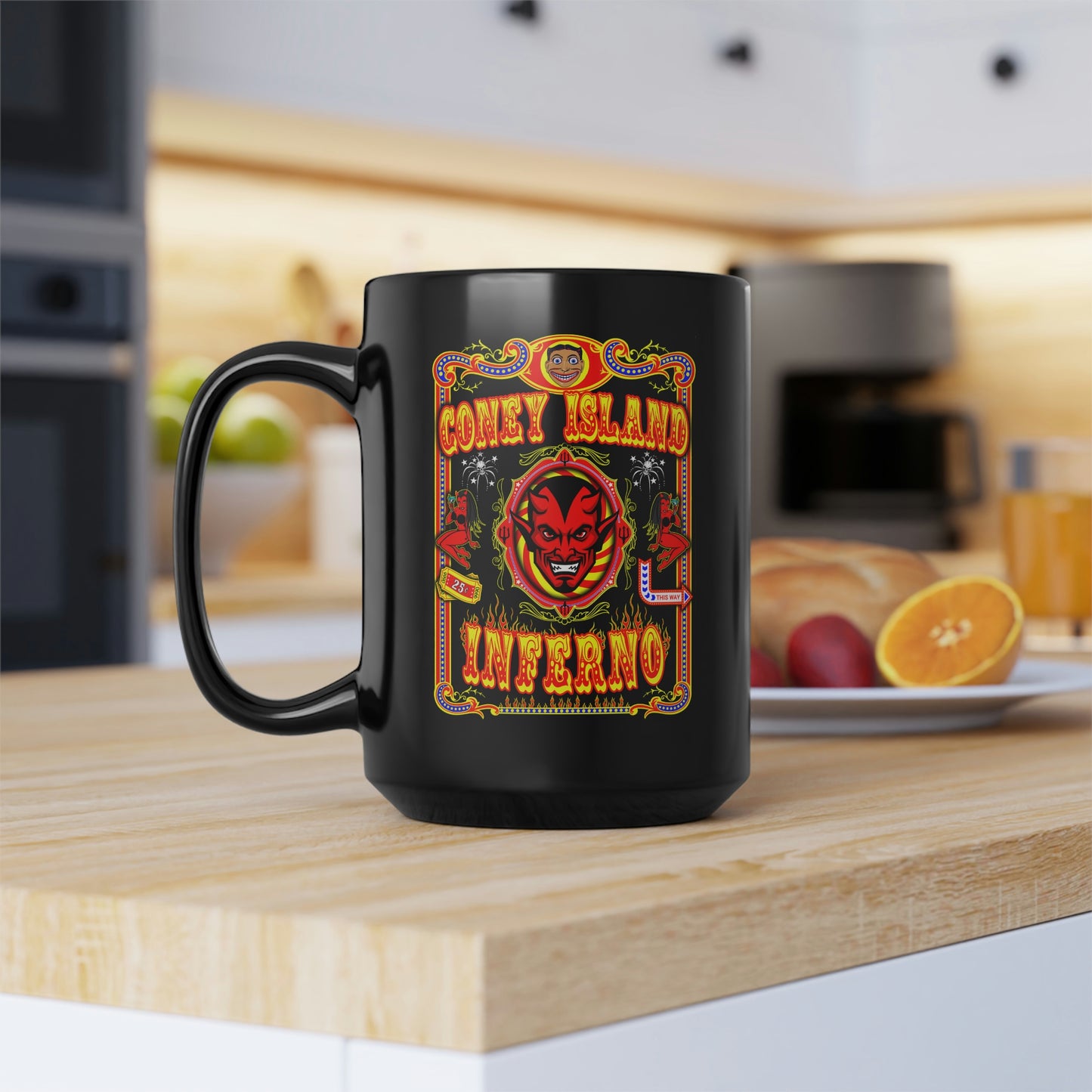 CONEY ISLAND 1 (INFERNO) Black Mug, 15oz