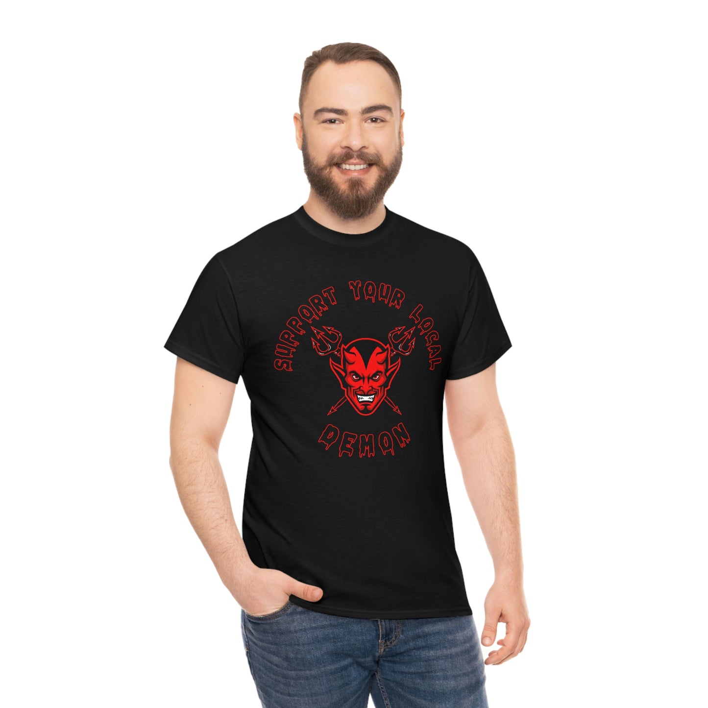 SUPPORT YOUR LOCAL DEMON 1(R) Unisex Heavy Cotton Tee