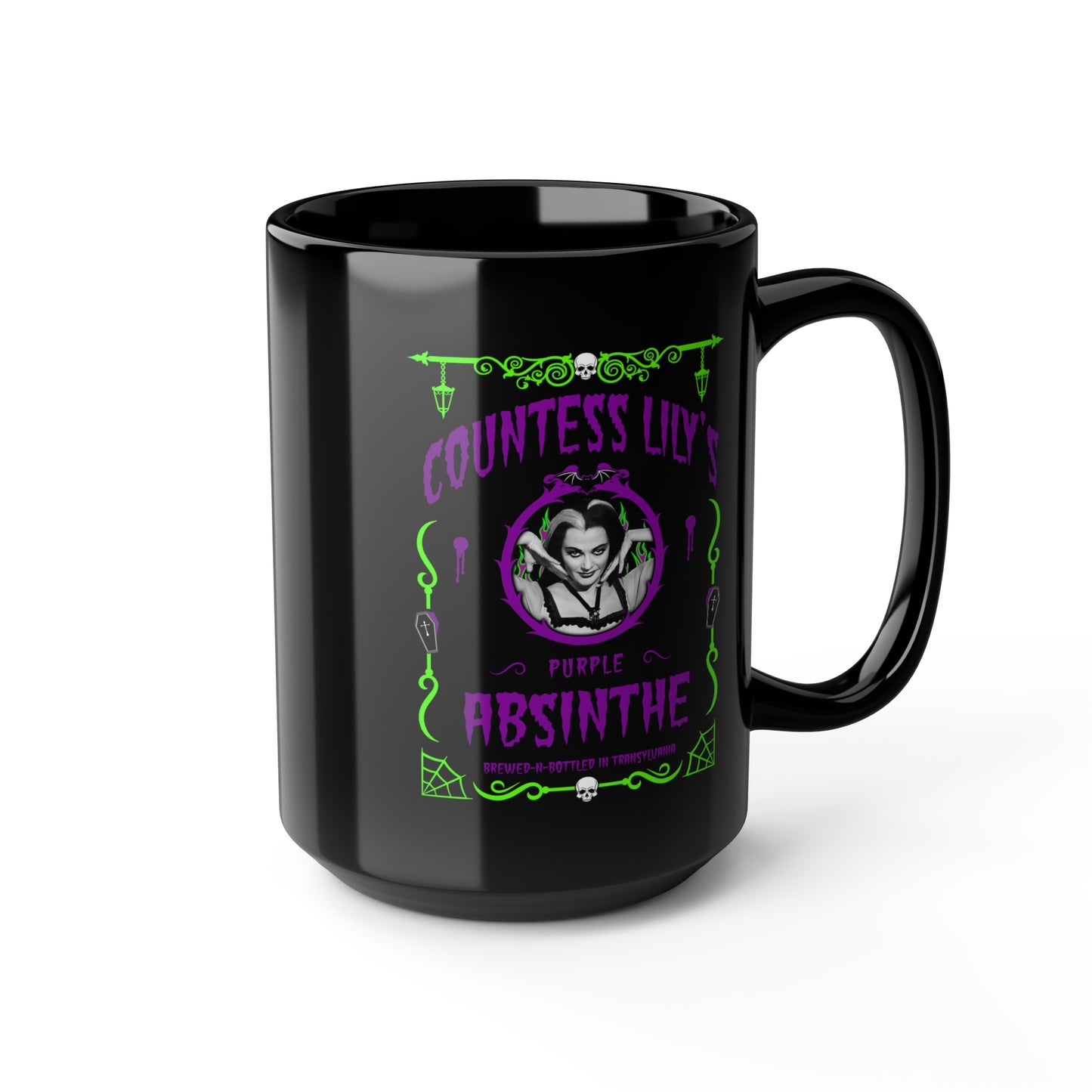 ABSINTHE MONSTERS 3 (COUNTESS LILY) Black Mug, 15oz