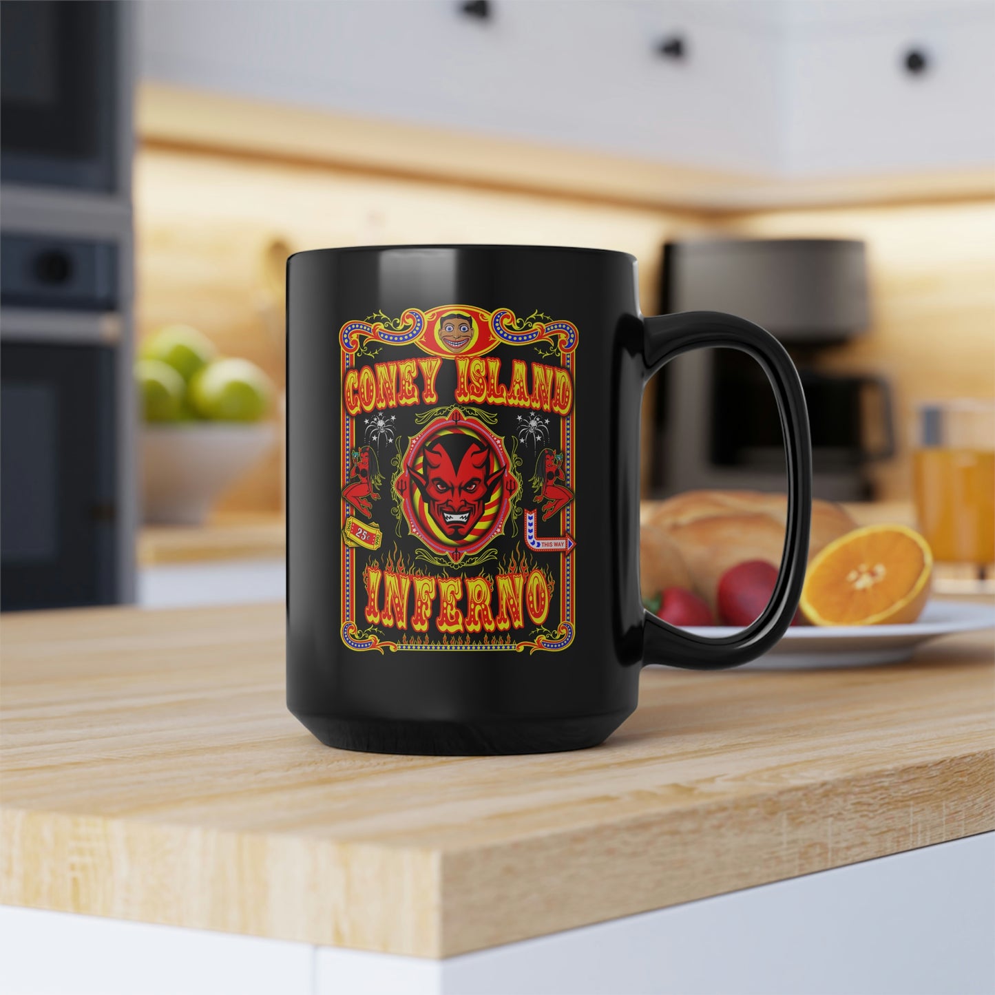 CONEY ISLAND 1 (INFERNO) Black Mug, 15oz