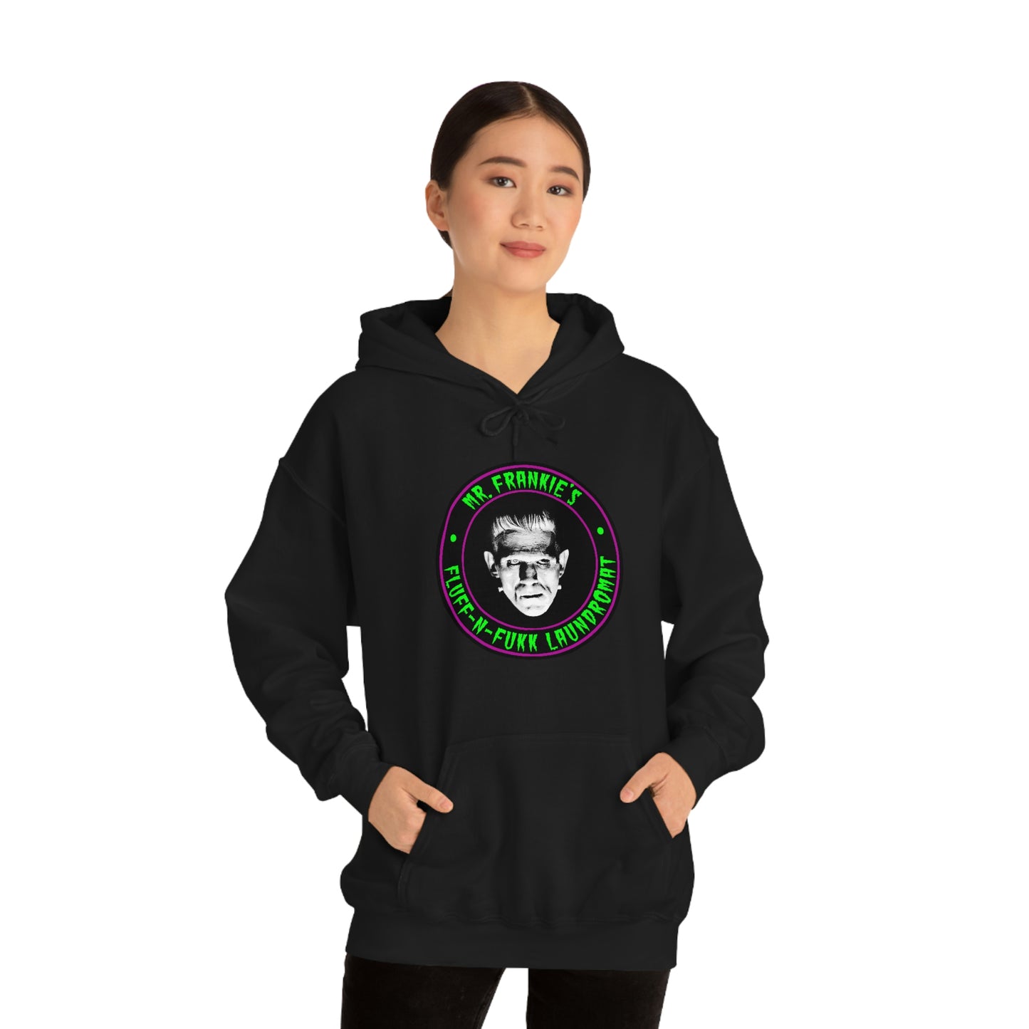 MR FRANKIE - FLUFF N FUKK LAUNDROMAT Unisex Heavy Blend™ Hooded Sweatshirt