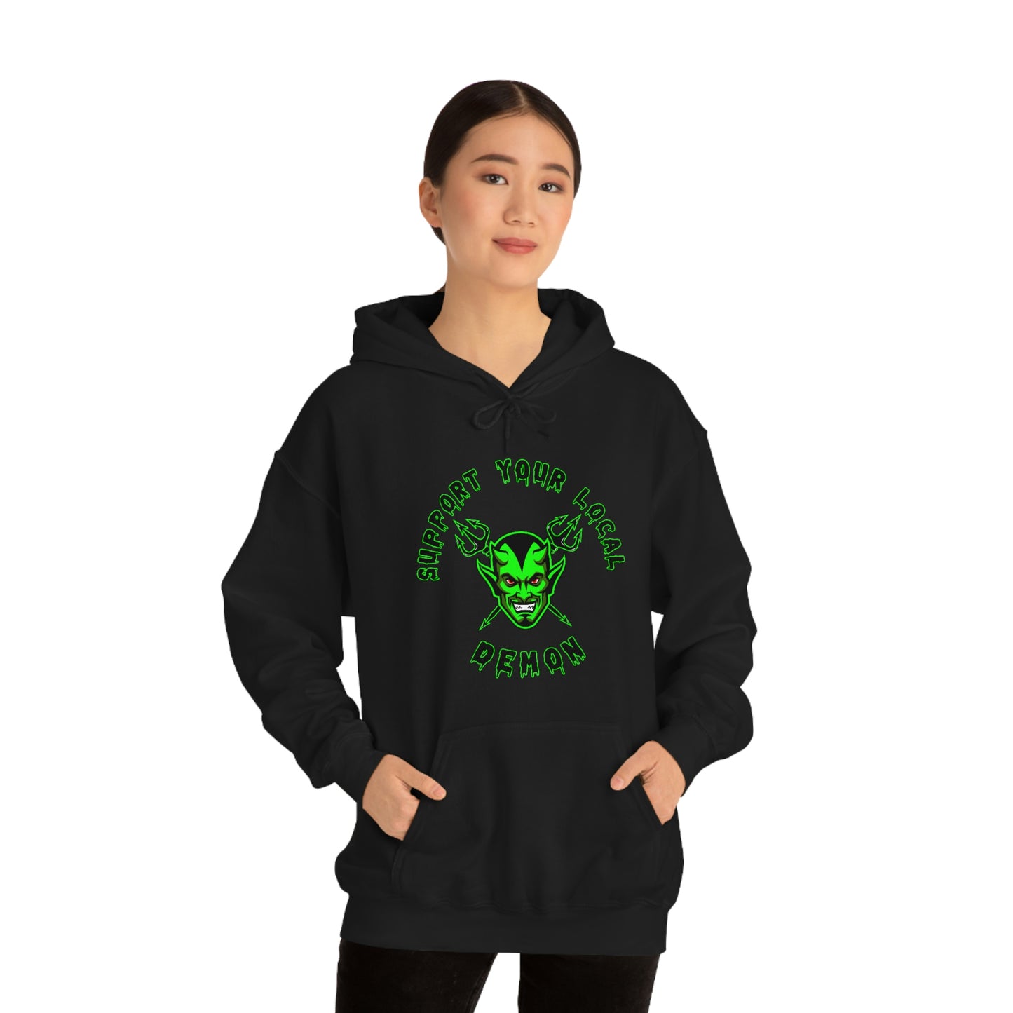 SUPPORT YOUR LOCAL DEMON 1(G) Unisex Heavy Blend™ Hooded Sweatshirt