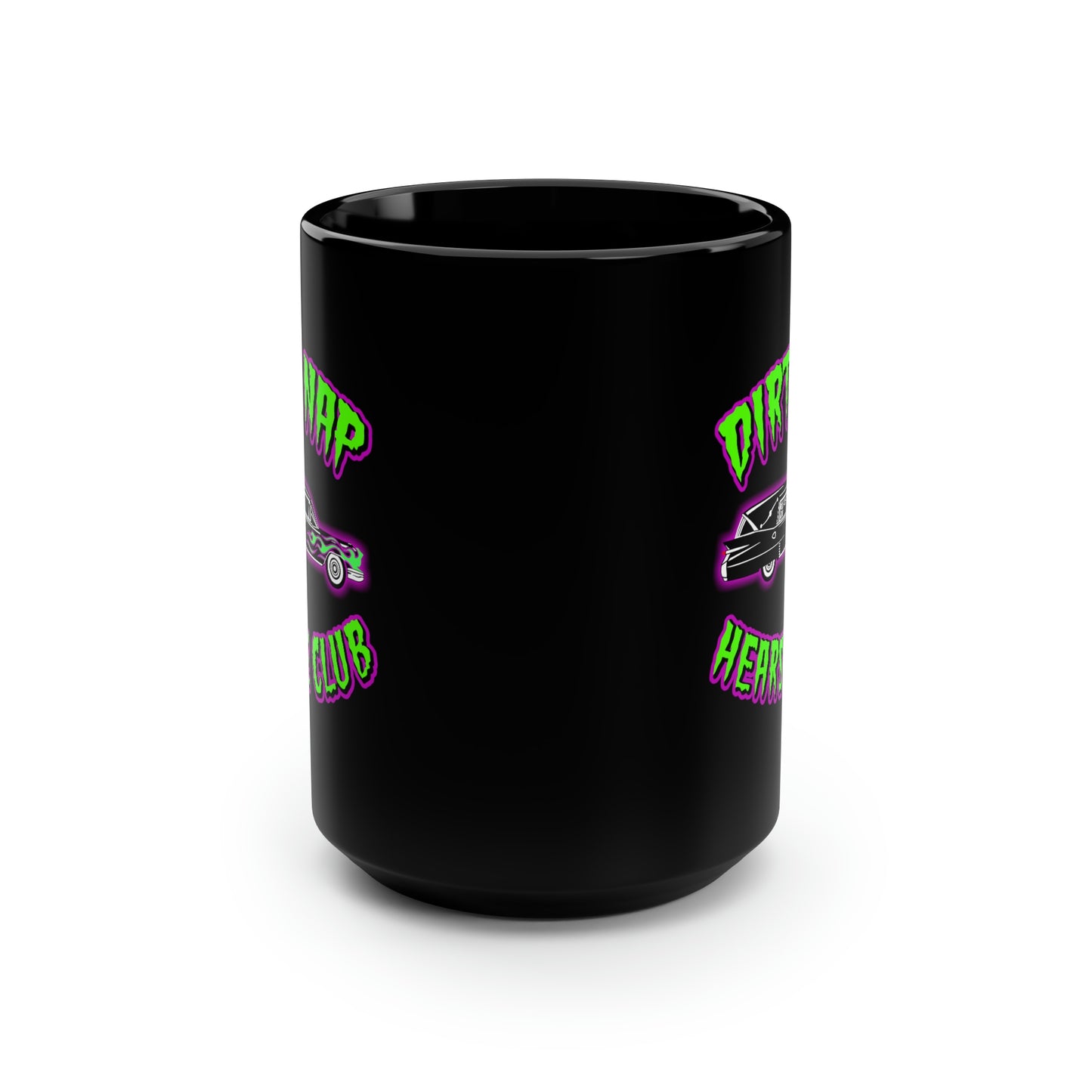 DIRT NAP HEARSE CLUB Black Mug, 15oz