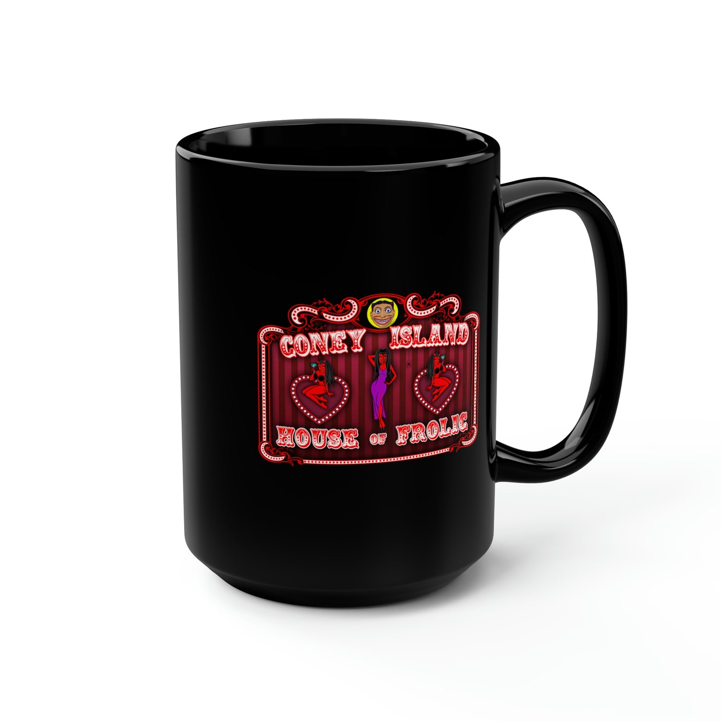 CONEY ISLAND 2 (HOUSE OF FROLIC) Black Mug, 15oz