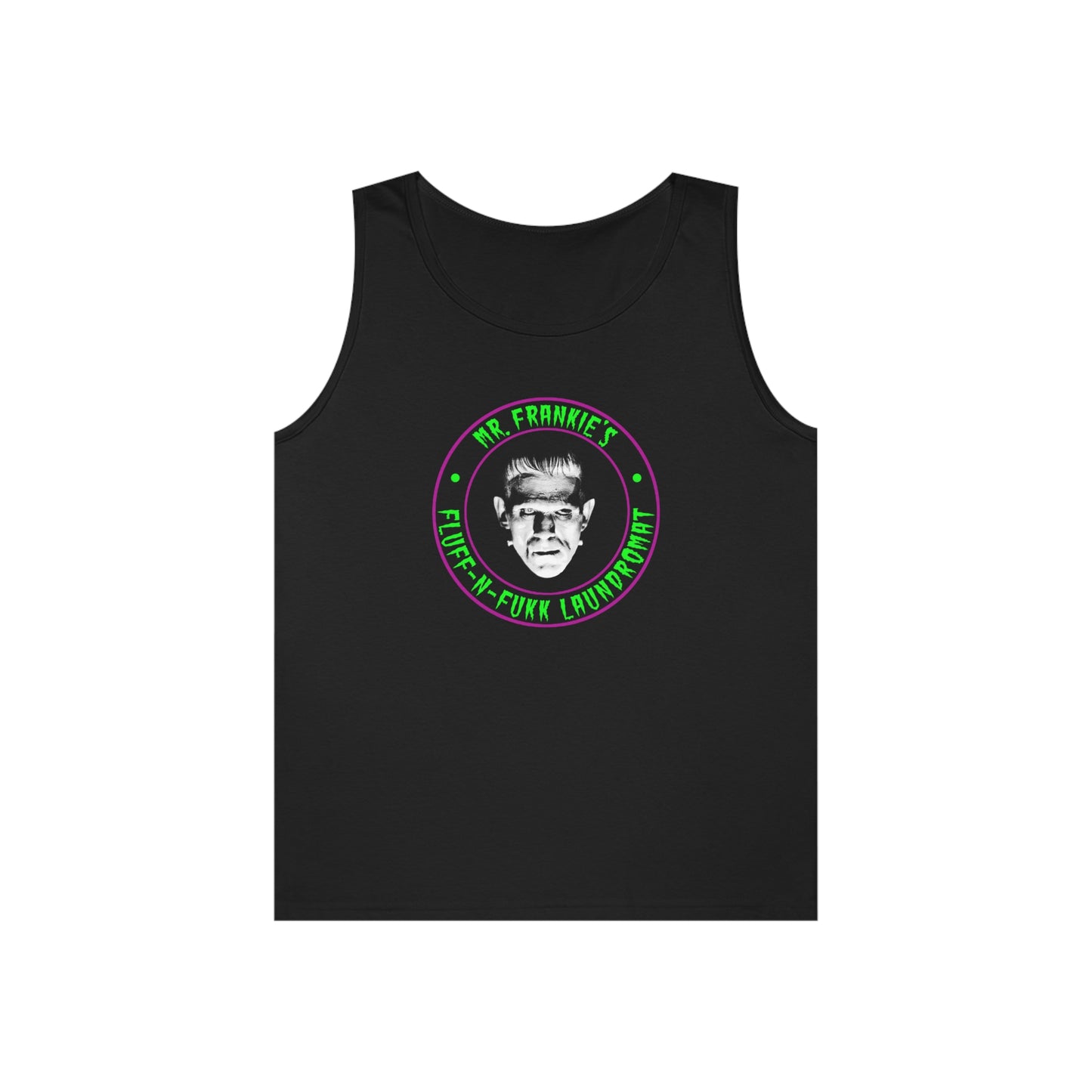 MR FRANKIE - FLUFF N FUKK LAUNDROMAT Unisex Heavy Cotton Tank Top