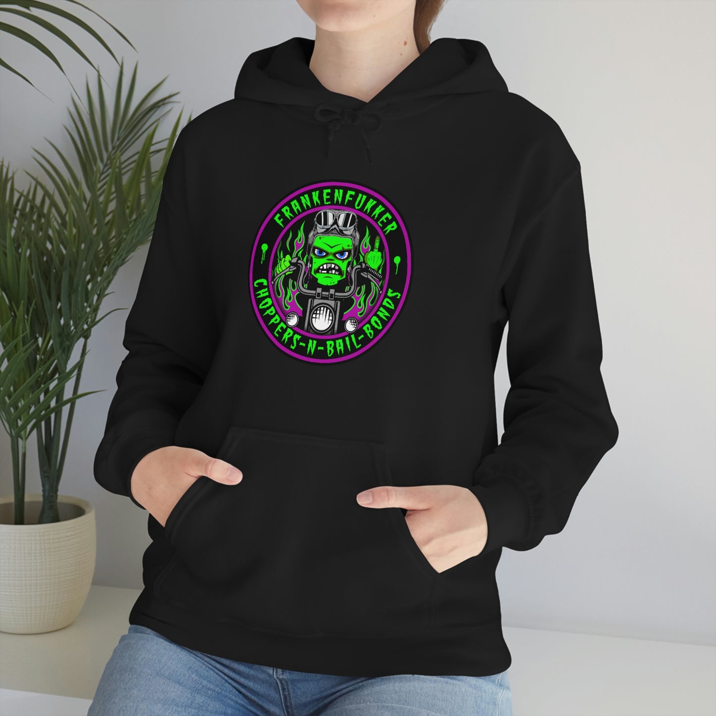 FRANKENFUKKER - CHOPPERS N BAIL BONDS Unisex Heavy Blend™ Hooded Sweatshirt