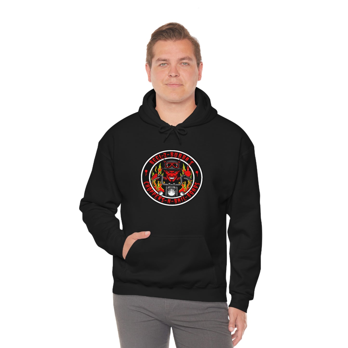 BEEL-Z-BUBBA CHOPPERS N BAIL BONDS Unisex Heavy Blend™ Hooded Sweatshirt