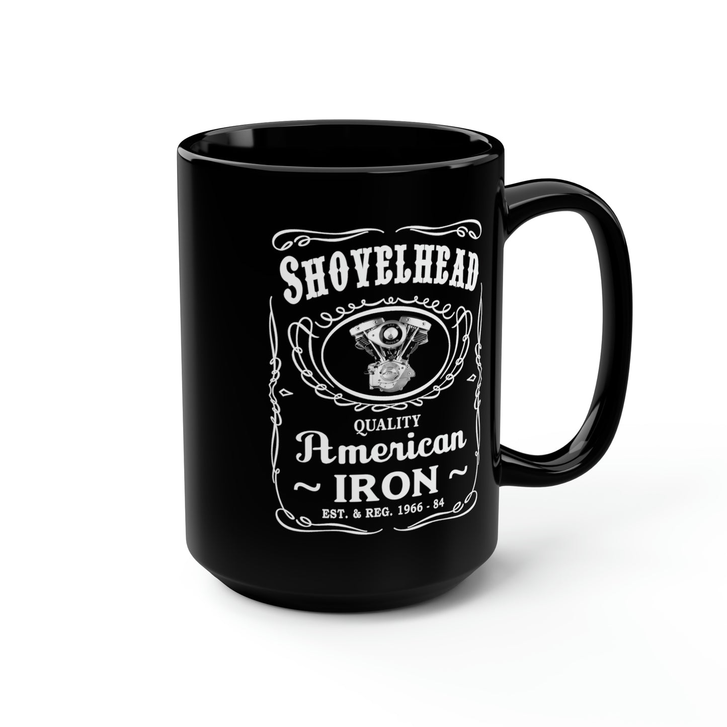 SHOVELHEAD 3 (JD CONE) Black Mug, 15oz