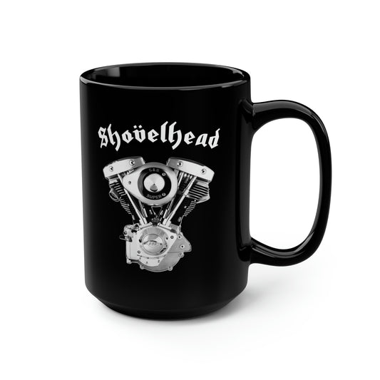 SHOVELHEAD 1 (CONE) Black Mug, 15oz