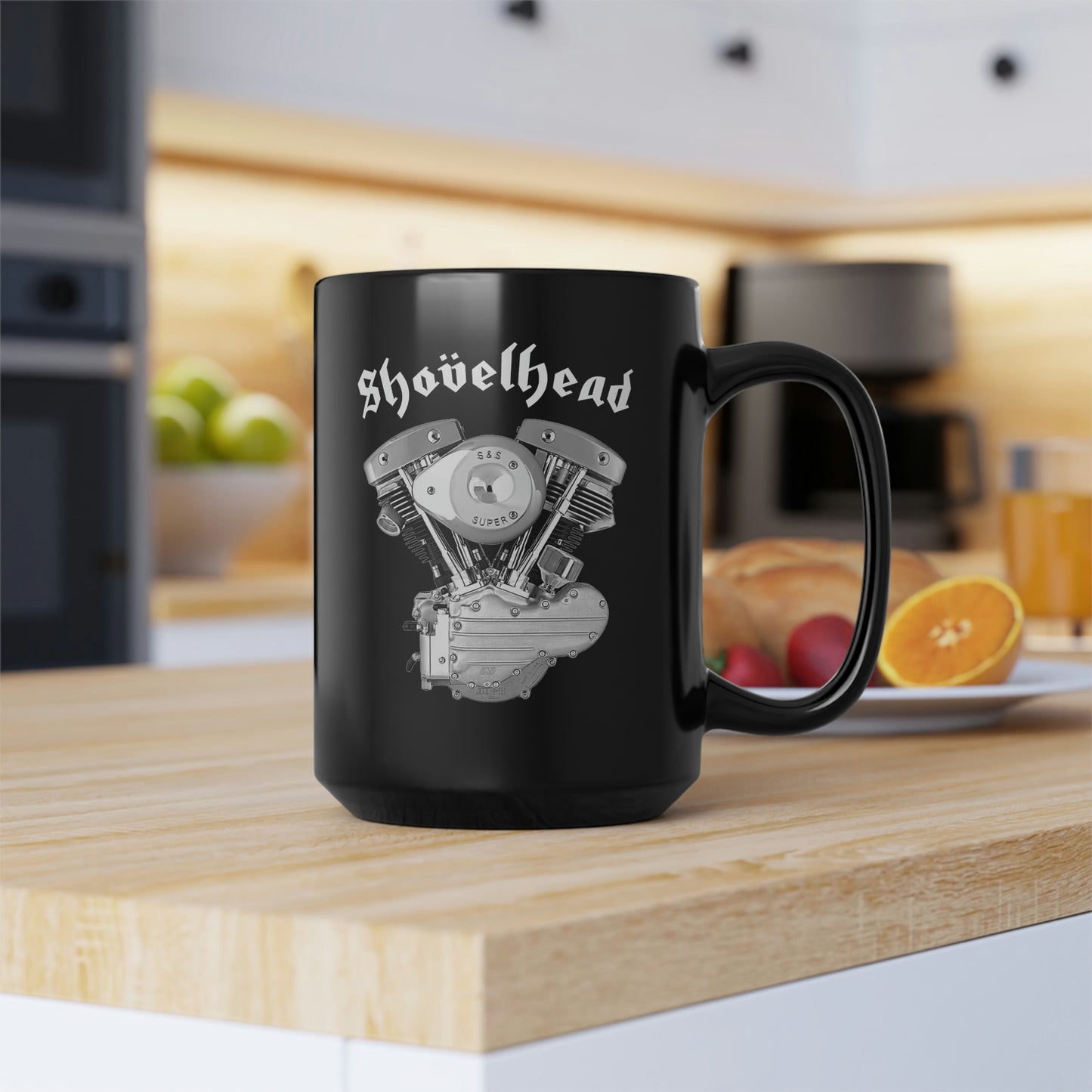 SHOVELHEAD 2 (GENERATOR) Black Mug, 15oz