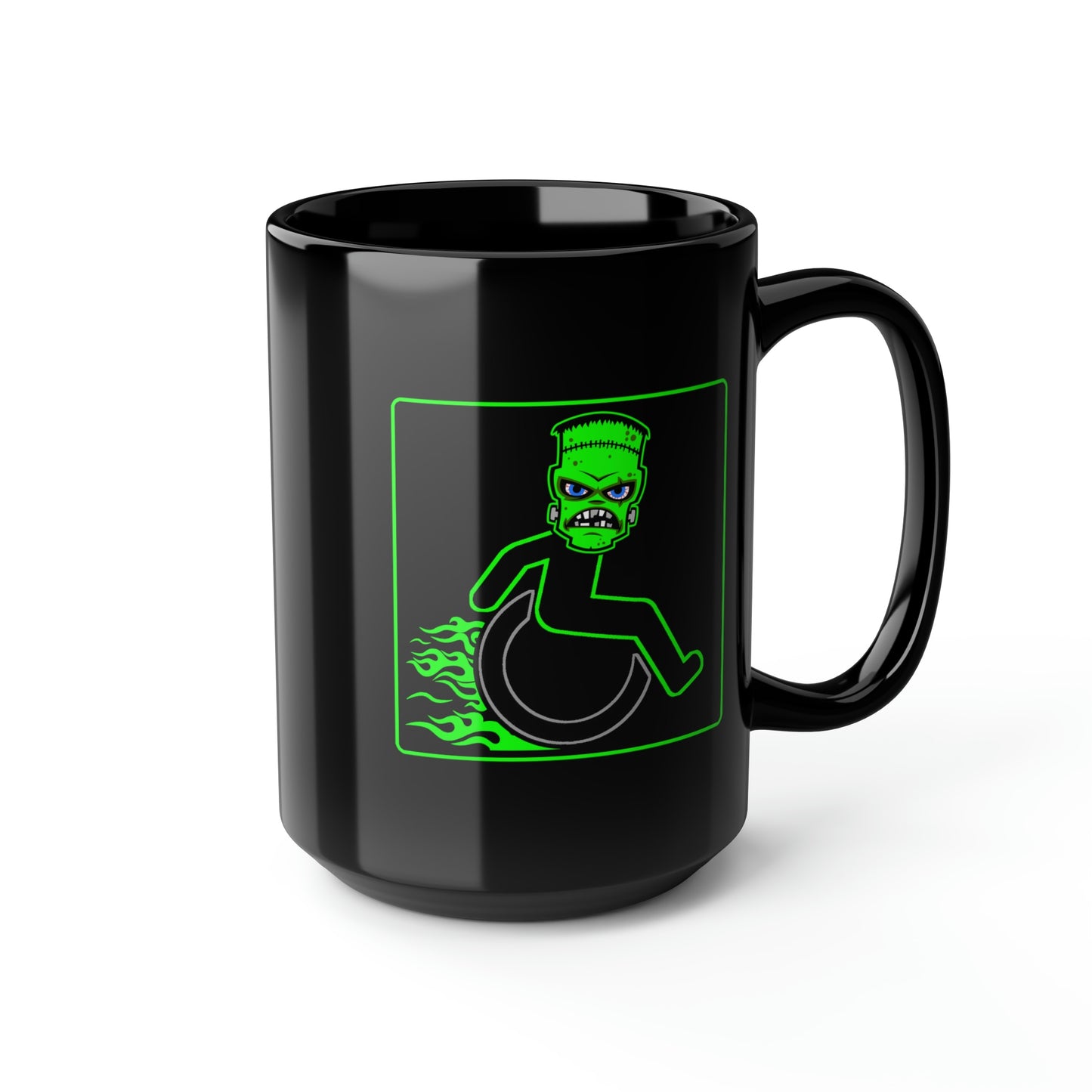 WHEELCHARIOT 6 (Frankie) 1 Black Mug, 15oz