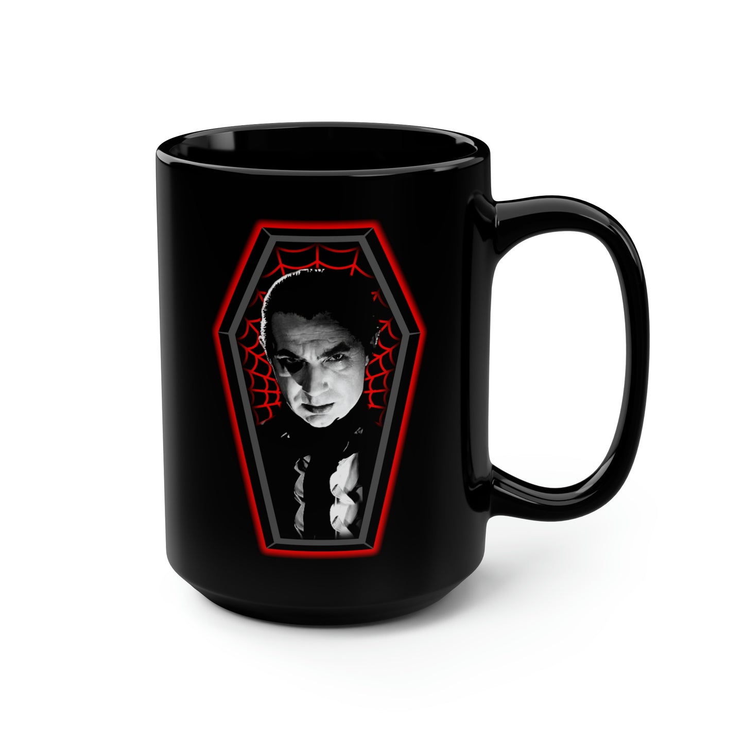 COFFIN MUGSHOT 3 (DRAC) Black Mug, 15oz