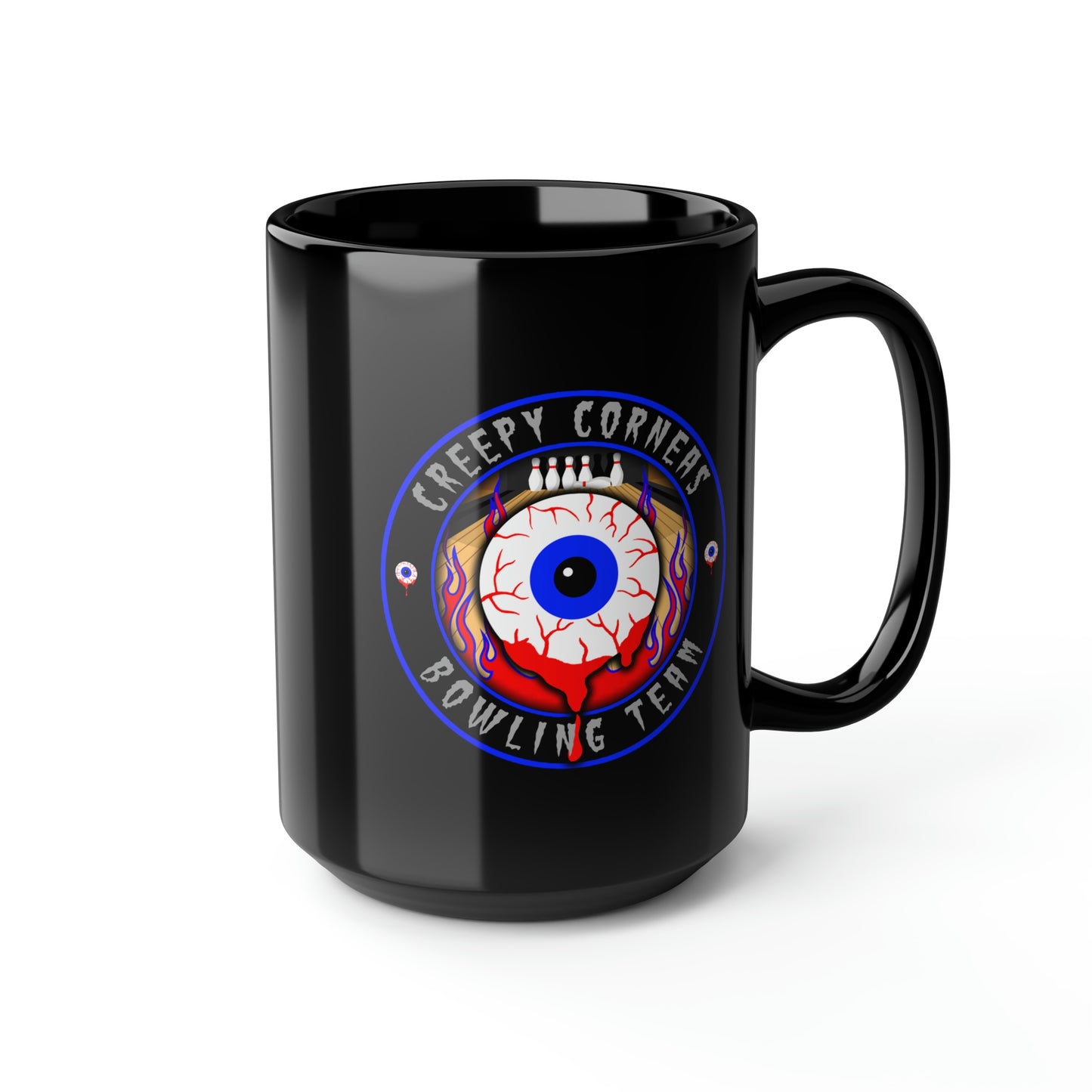 CREEPY CORNEAS - BOWLING TEAM Black Mug, 15oz