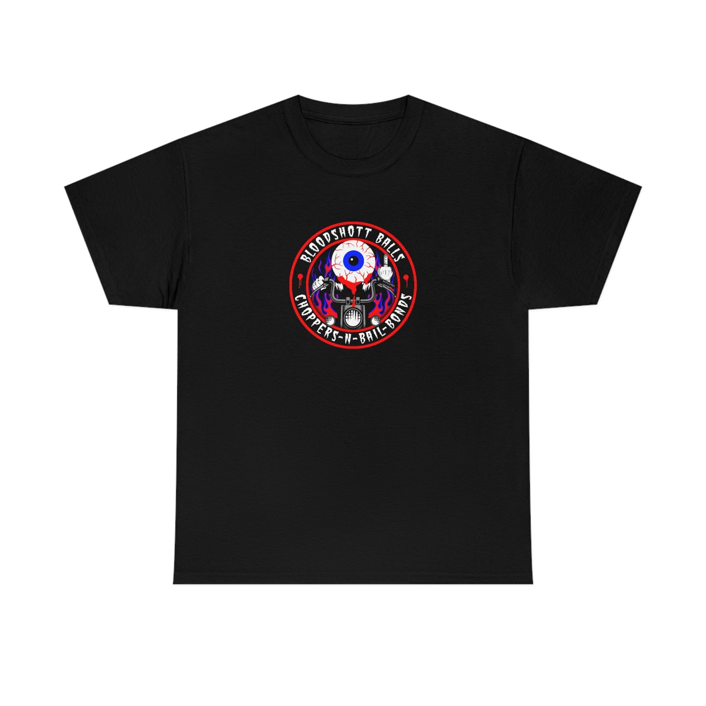 BLOODSHOTT BALLS - CHOPPERS N BAIL BONDS Unisex Heavy Cotton Tee