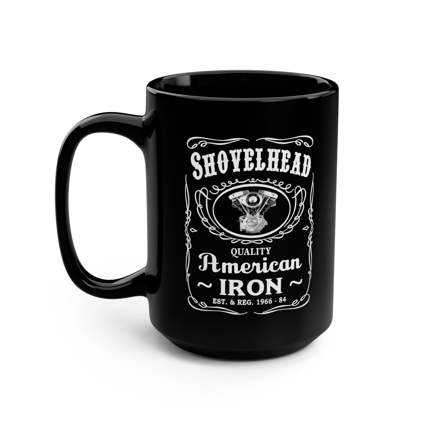 SHOVELHEAD 3 (JD CONE) Black Mug, 15oz