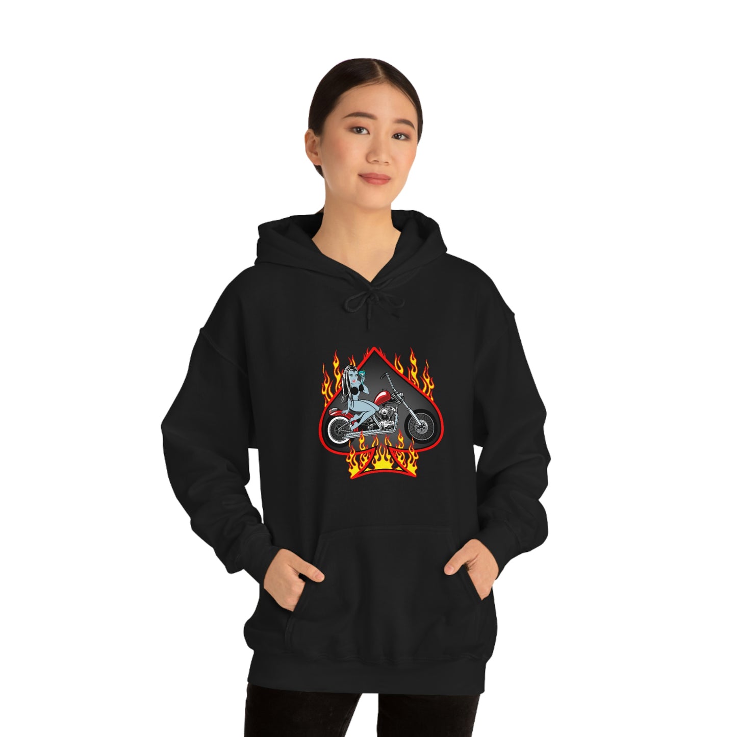 MOTORCYCLE PINUP (VAMP) Unisex Heavy Blend™ Hooded Sweatshirt