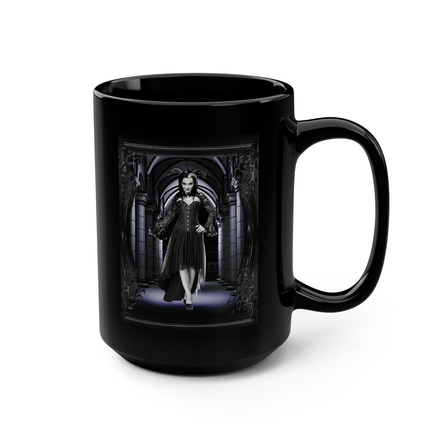 LILY 10 Black Mug, 15oz