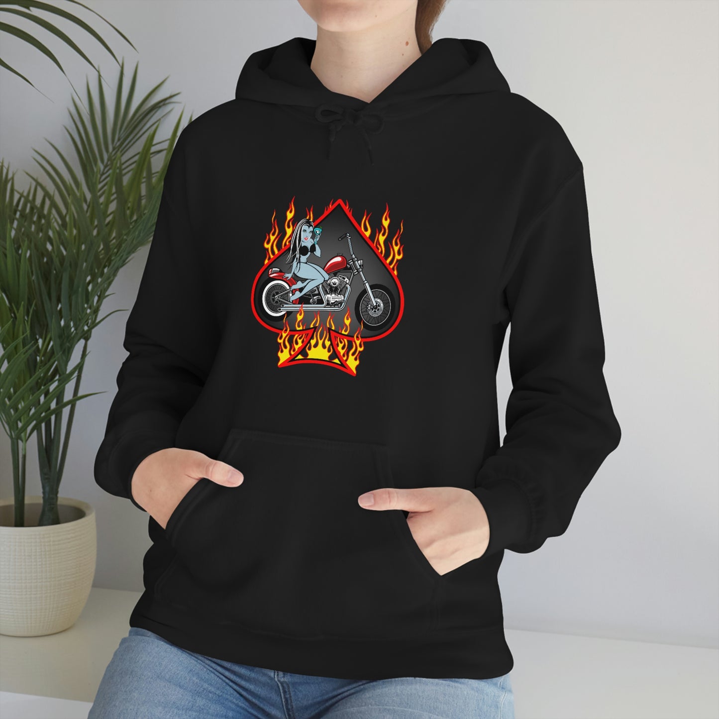 MOTORCYCLE PINUP (VAMP) Unisex Heavy Blend™ Hooded Sweatshirt