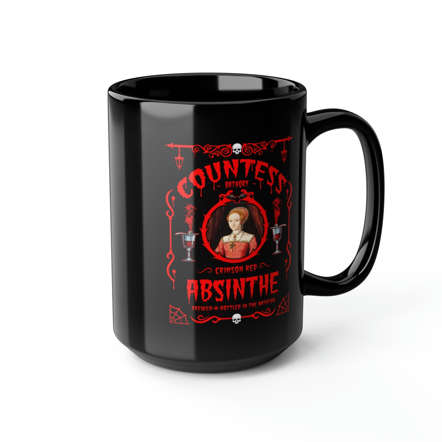 ABSINTHE MONSTERS (COUNTESS BATHORY) Black Mug, 15oz