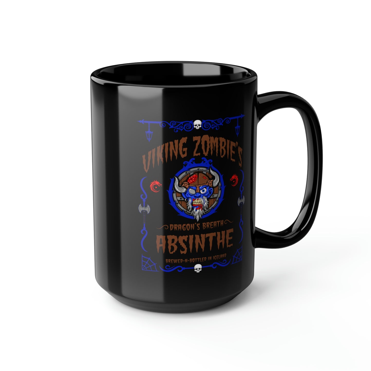 ABSINTHE MONSTERS 14 (VIKING ZOMBIE) Black Mug, 15oz