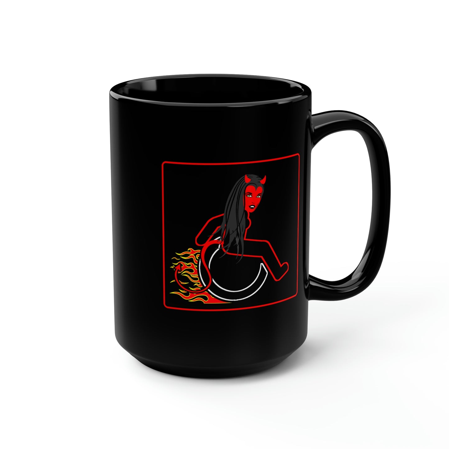 WHEELCHARIOT 15 (Devil Woman) Black Mug, 15oz