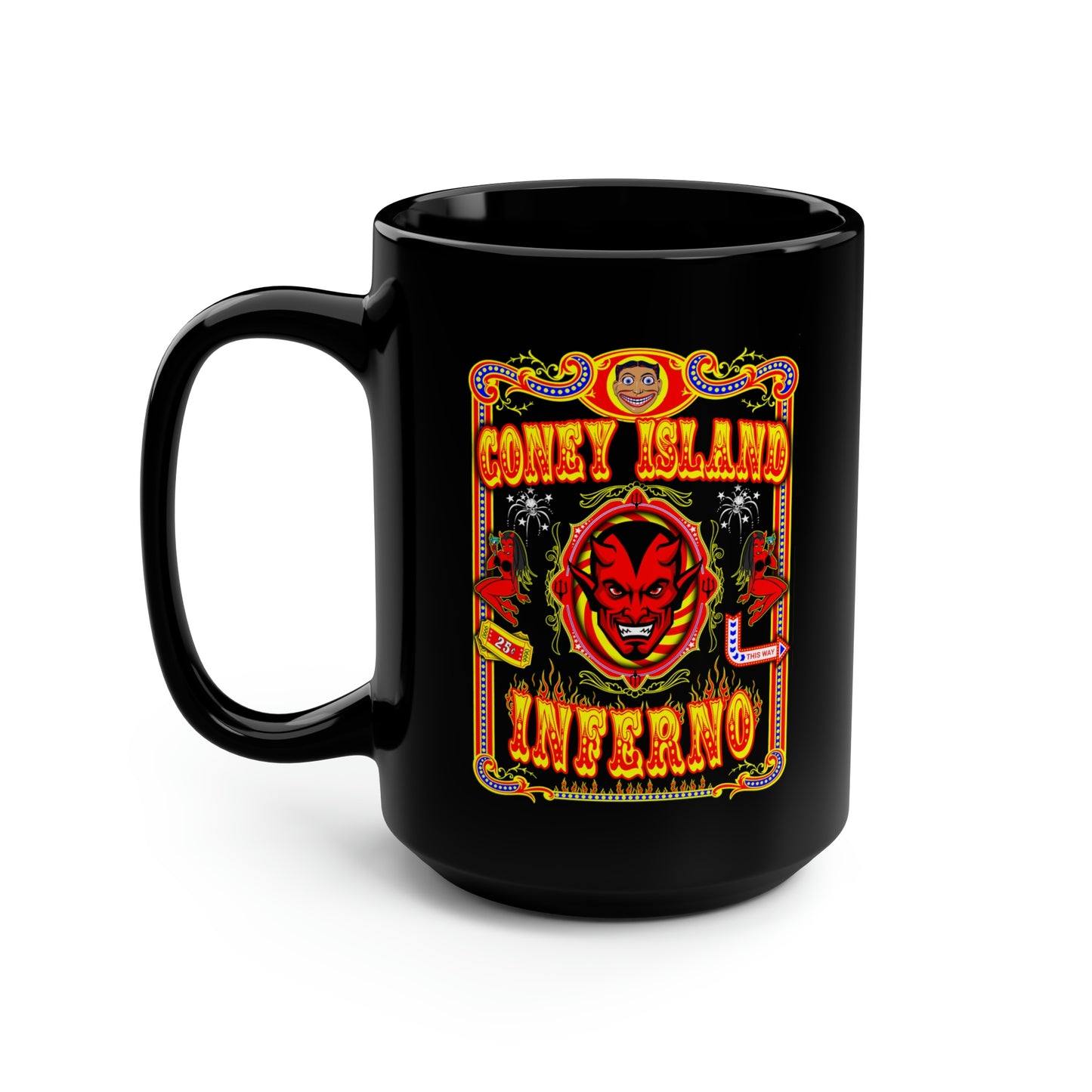 CONEY ISLAND 1 (INFERNO) Black Mug, 15oz