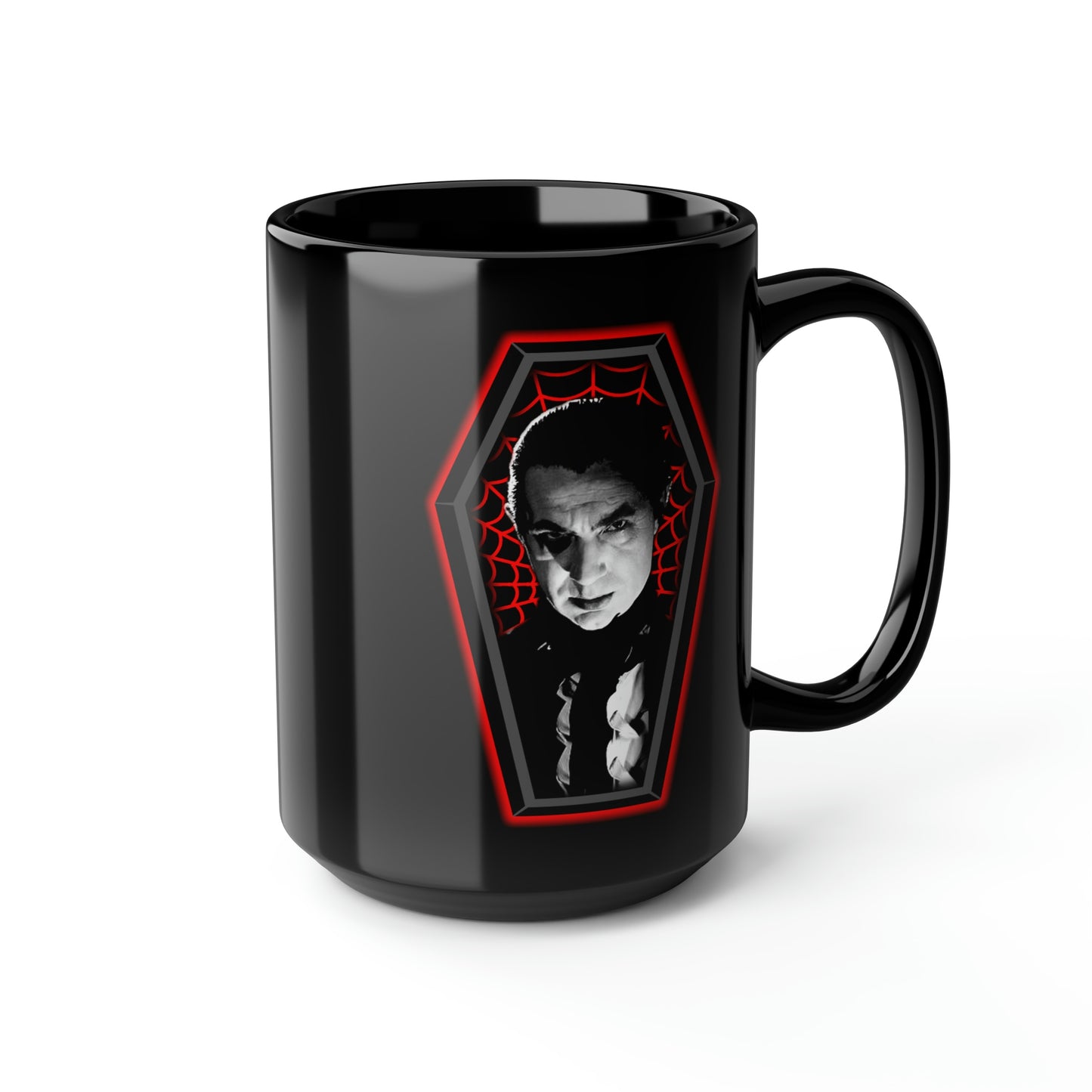 COFFIN MUGSHOT 3 (DRAC) Black Mug, 15oz