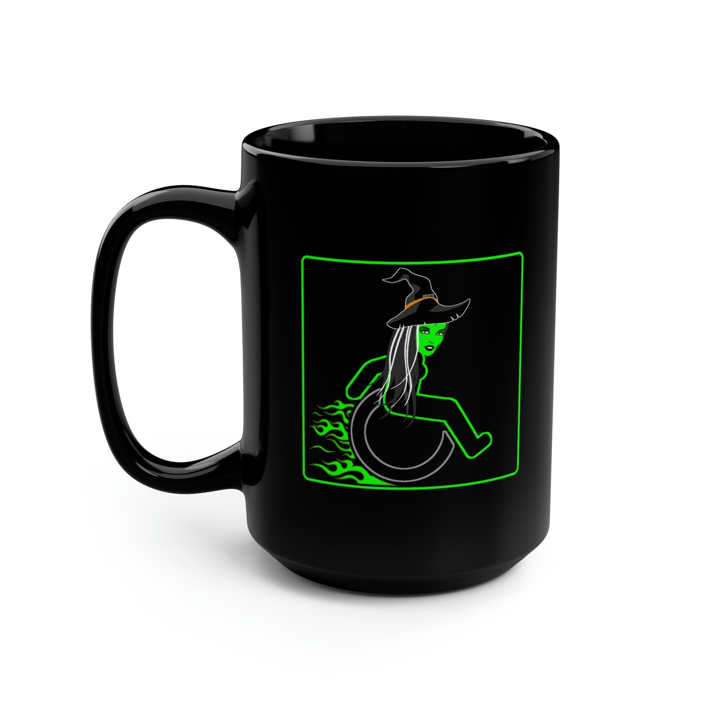 WHEELCHARIOT 16 (Witch) Black Mug, 15oz