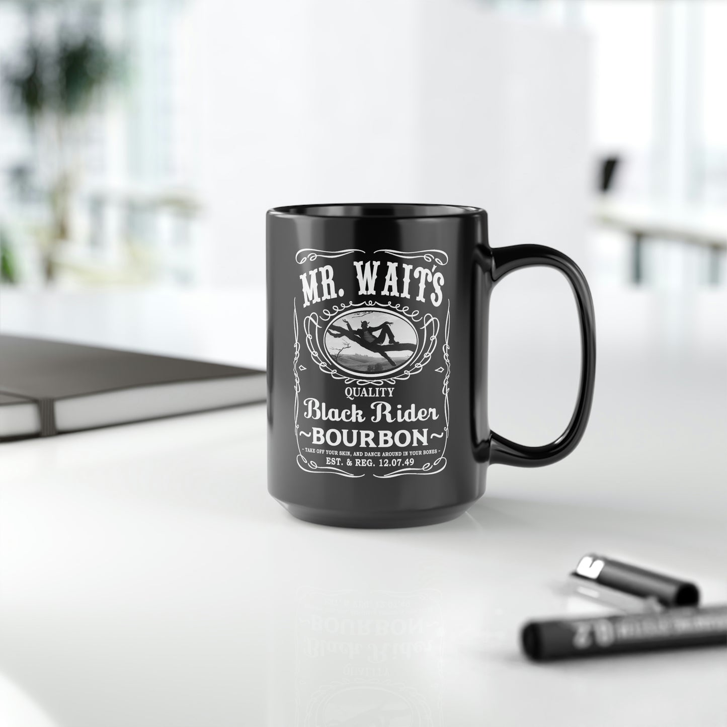 MR WAITS 4  (JD)(BLACK RIDER) Black Mug, 15oz