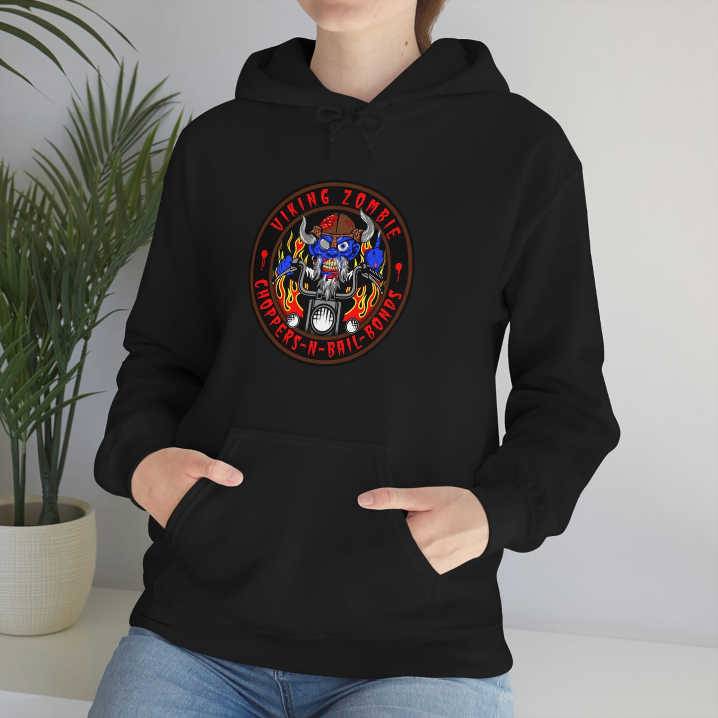 VIKING ZOMBIE - CHOPPERS N BAIL BONDS Unisex Heavy Blend™ Hooded Sweatshirt