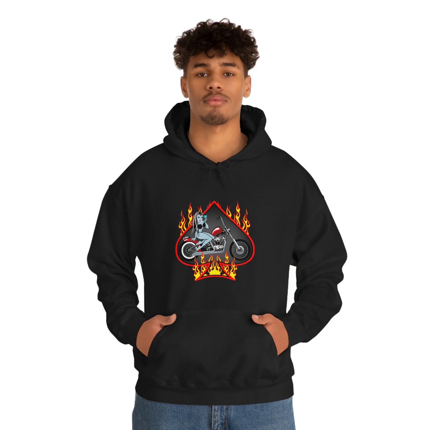 MOTORCYCLE PINUP (VAMP) Unisex Heavy Blend™ Hooded Sweatshirt