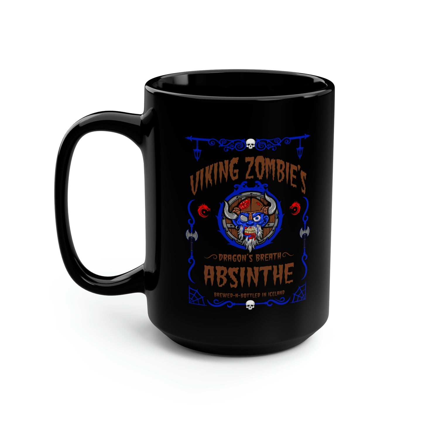 ABSINTHE MONSTERS 14 (VIKING ZOMBIE) Black Mug, 15oz