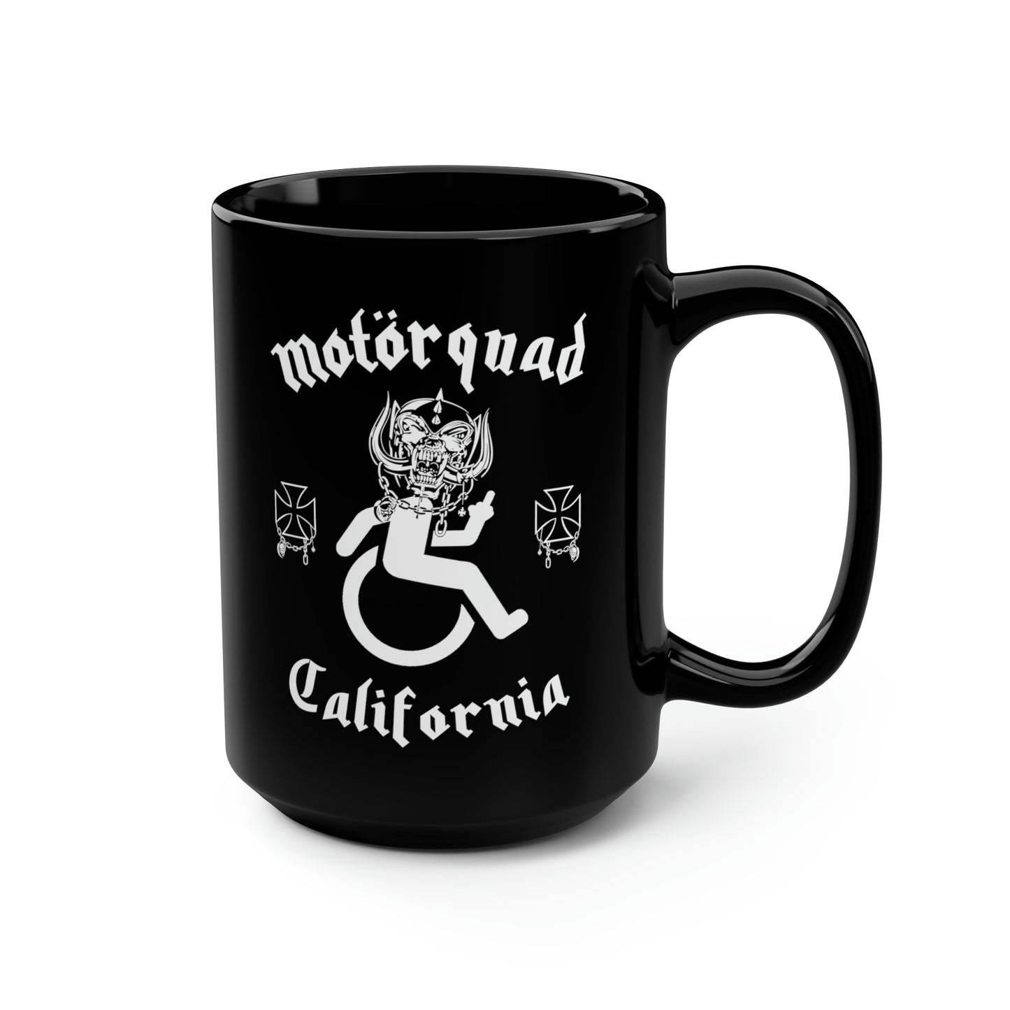 WHEELCHARIOT 3 (Motorquad) Black Mug, 15oz