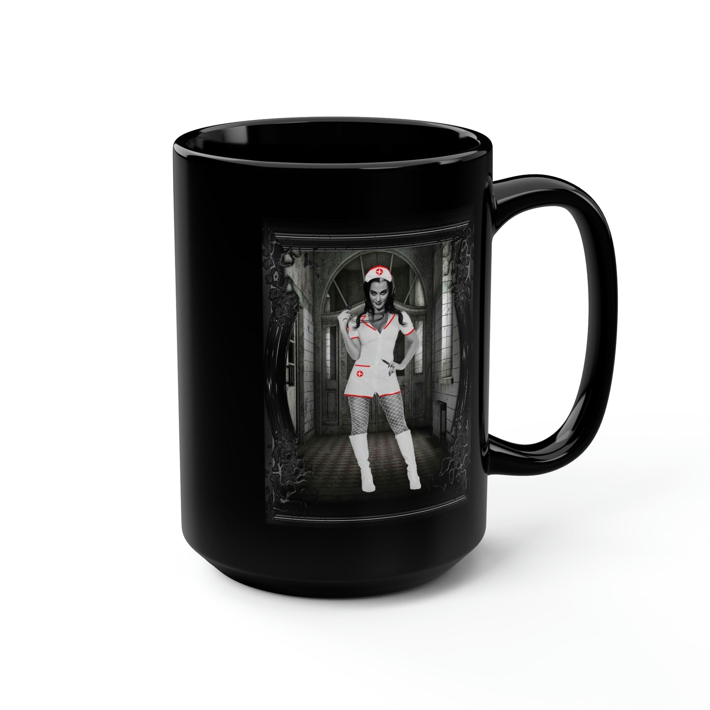 LILY 12 Black Mug, 15oz