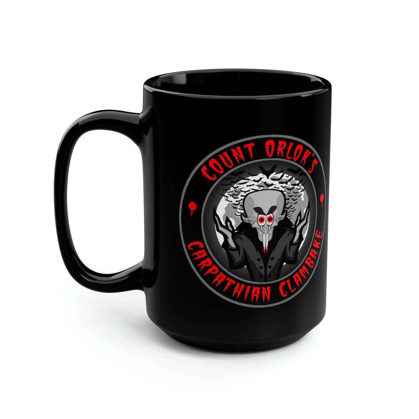 COUNT ORLOK - CARPATHIAN CLAMBAKE Black Mug, 15oz