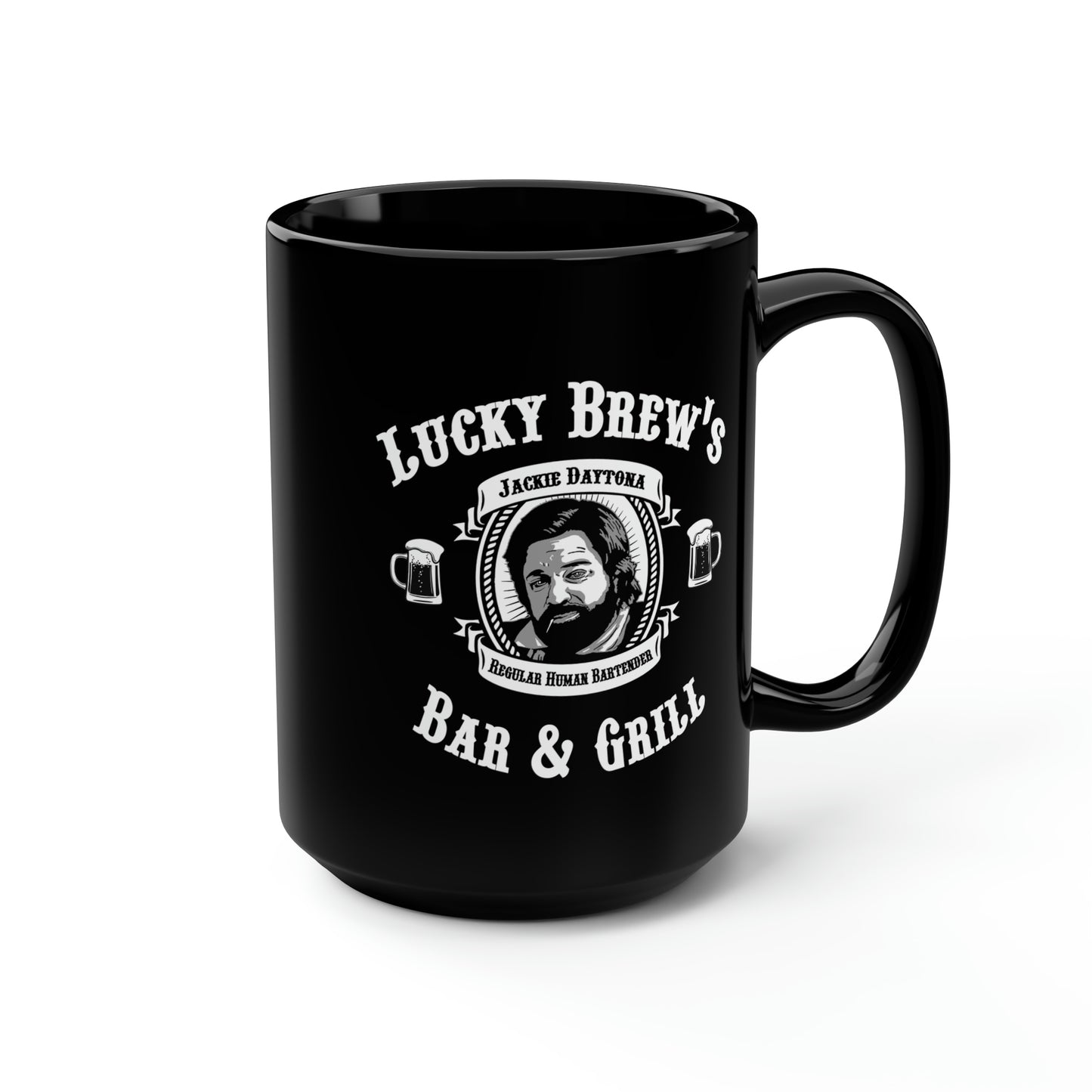 JACKIE DAYTONA'S Black Mug, 15oz