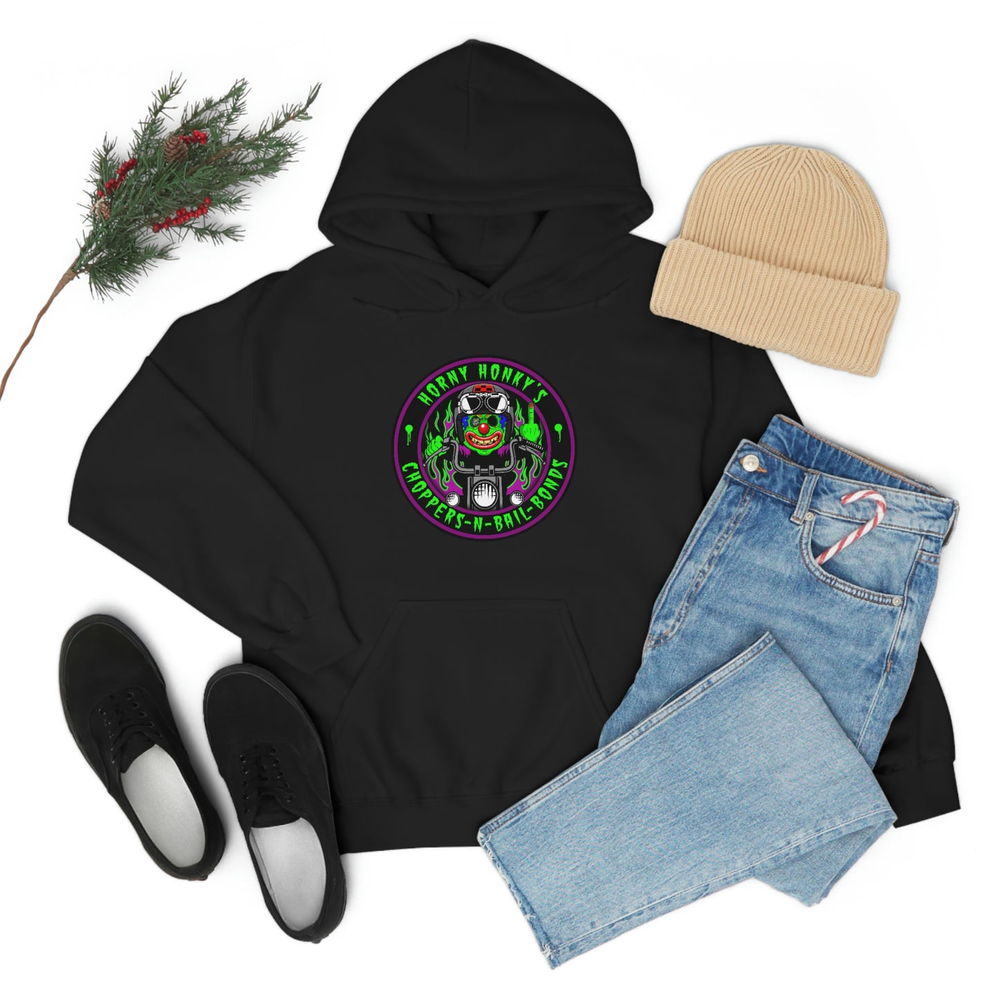 HORNY HONKY - CHOPPERS N BAIL BONDS Unisex Heavy Blend™ Hooded Sweatshirt