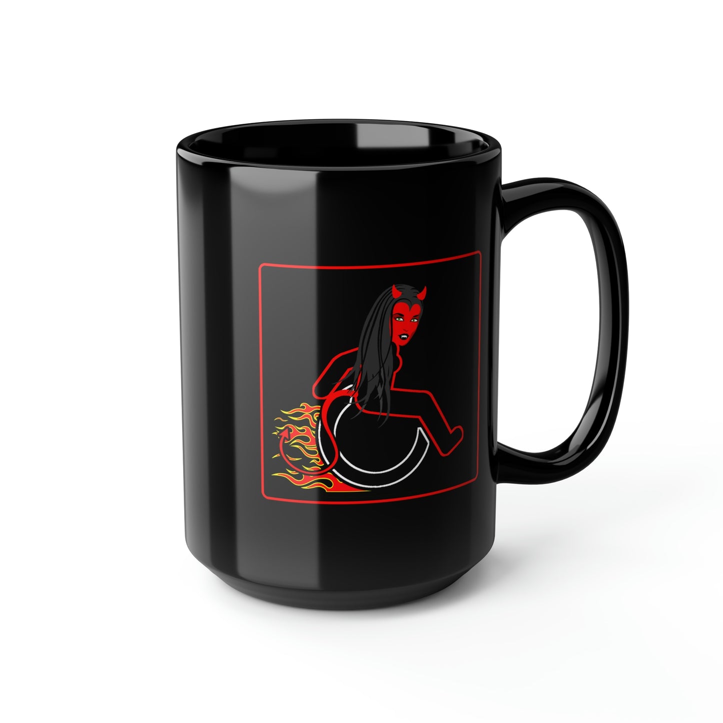 WHEELCHARIOT 15 (Devil Woman) Black Mug, 15oz